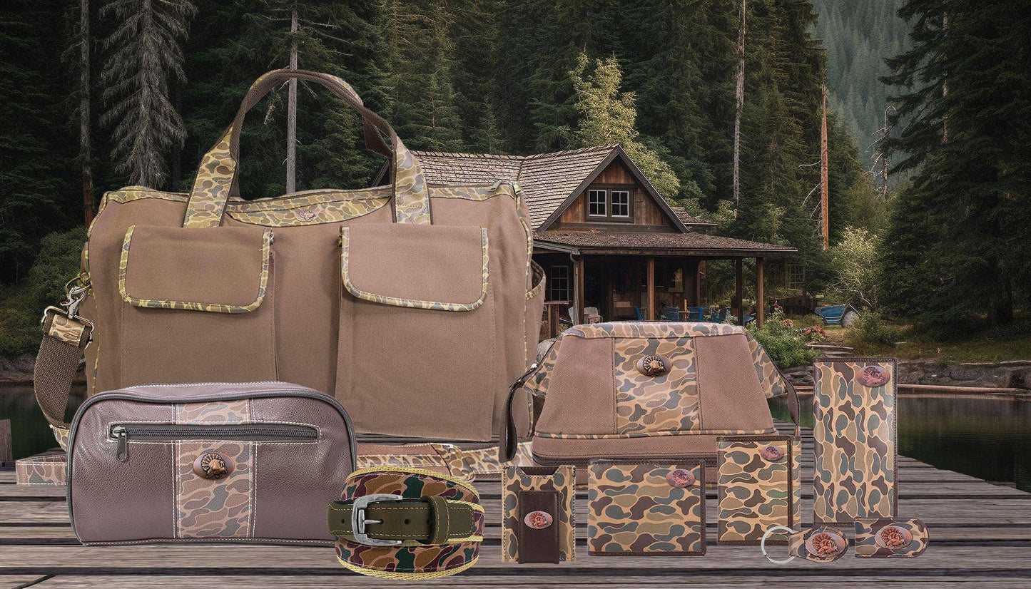 Zep-Pro - Turkey Brown Waxed Canvas Old School Camo Men's Toiletry Dopp Bag.: Brown/Tan Zep-Pro