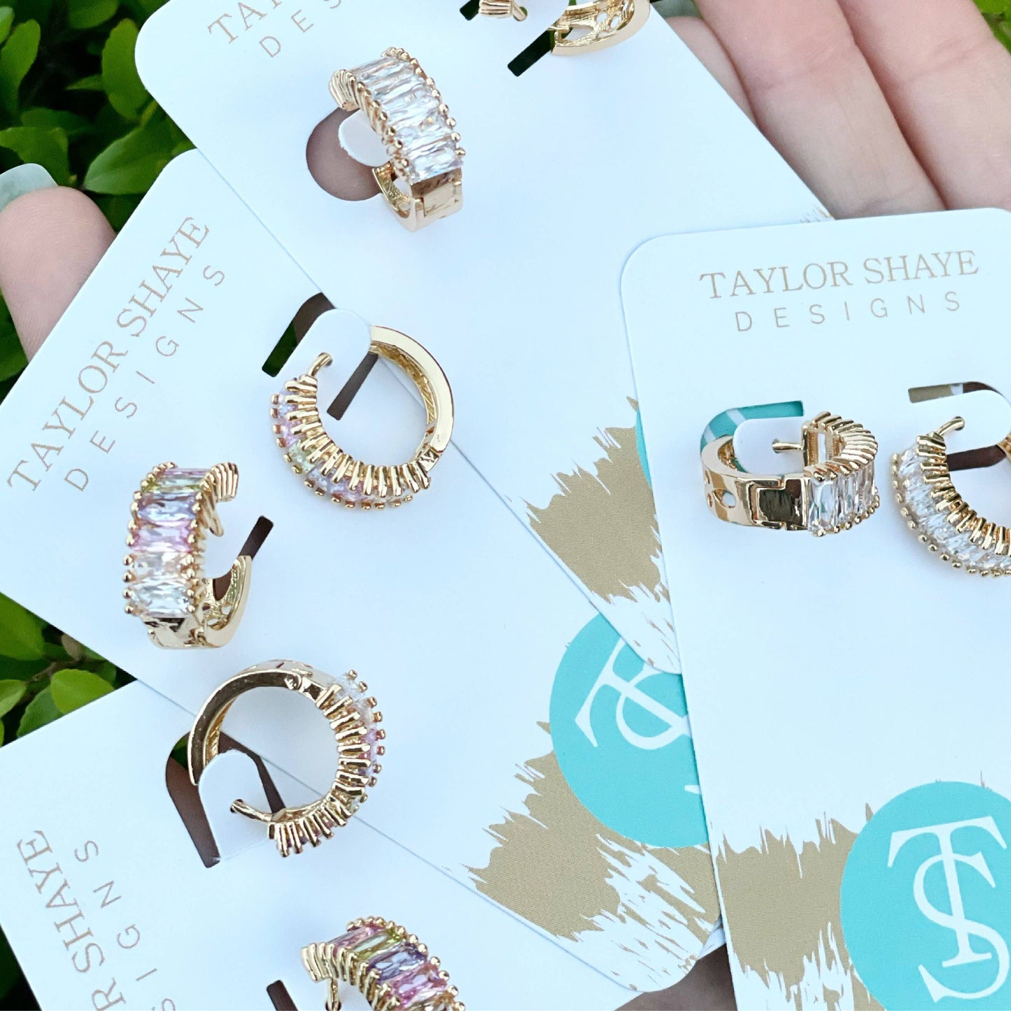 Taylor Shaye Designs - Crystal Baguette Huggies: Clear Taylor Shaye Designs