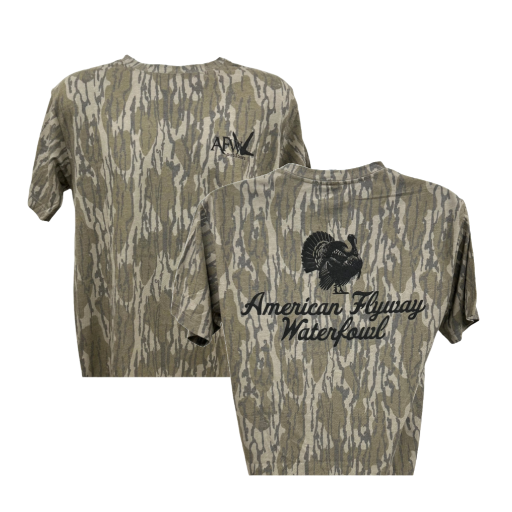 American Flyway Waterfowl - AFW Outdoors Turkey Mossy Oak Tee: Small American Flyway Waterfowl
