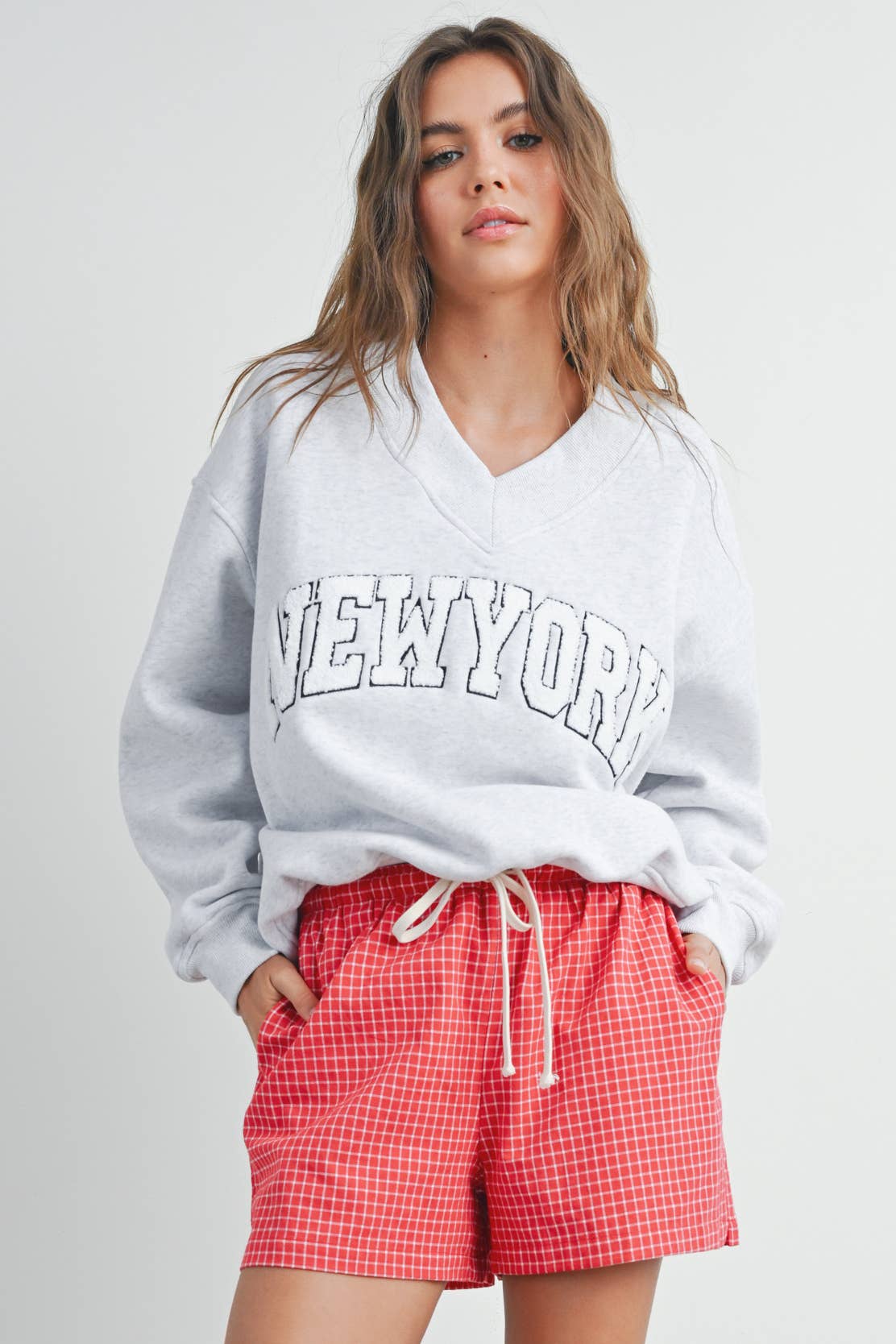 BUTTERMELON - ELASTIC DRAWSTRING CHECK BOXER SHORTS - BMP7450: RED MULTI / L BUTTERMELON