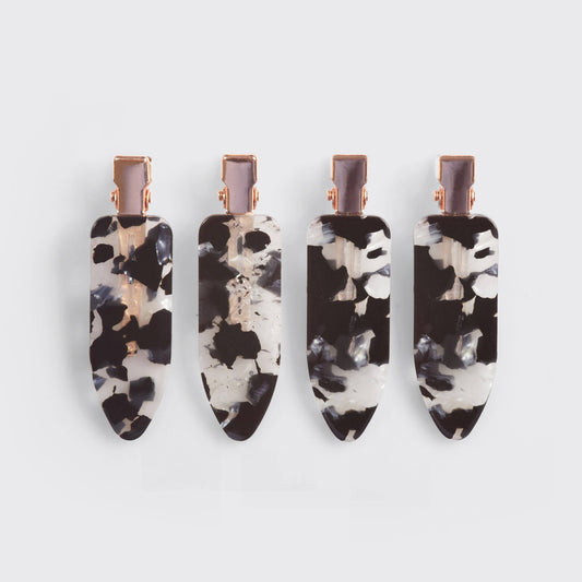 KITSCH - Eco-Friendly Creaseless Clips 4pc Set - Black Terrazzo KITSCH