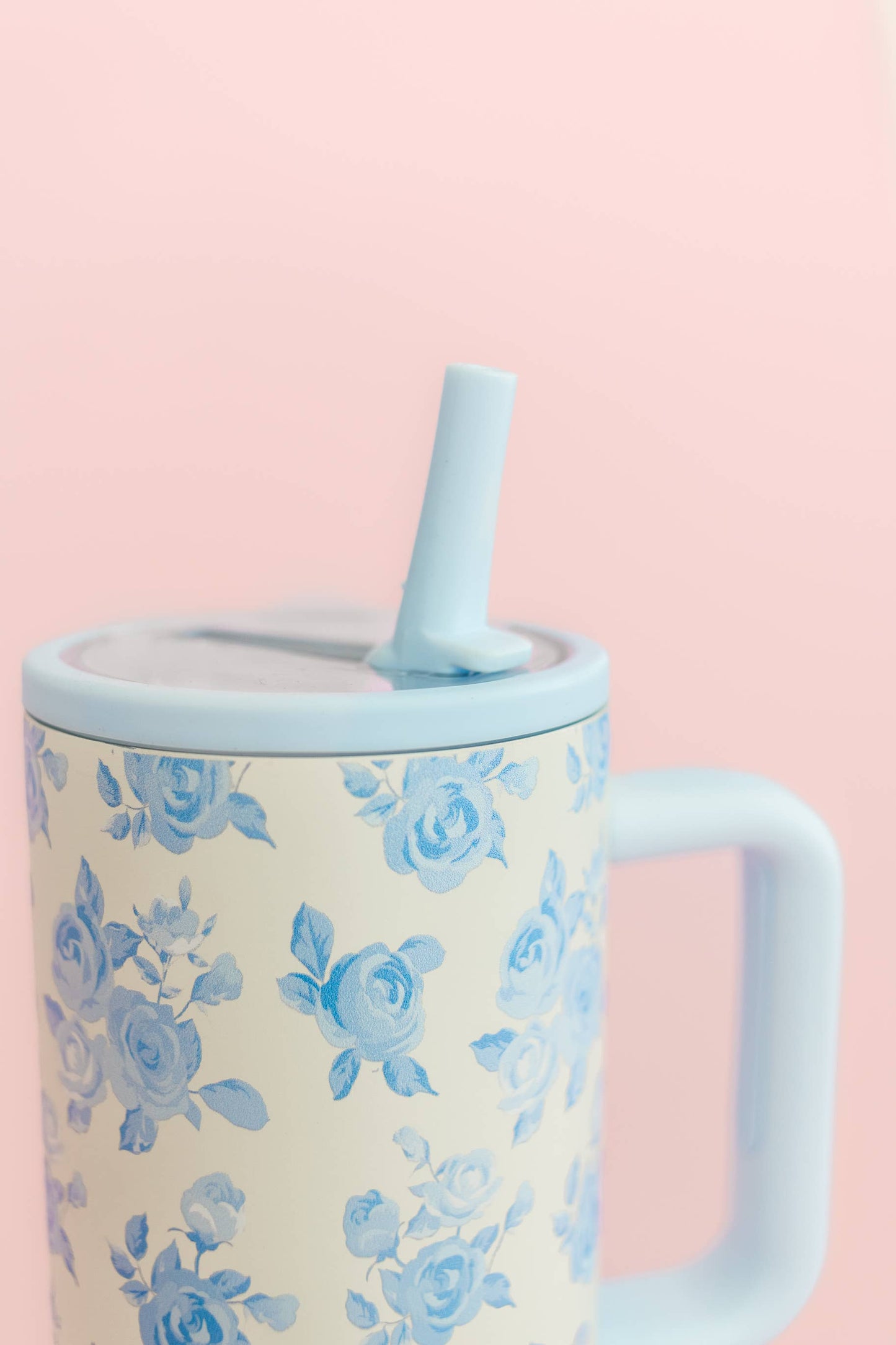 Rock Paper Scissors - Blue Floral 40oz Tumbler with Spill Proof Lid and Flip Straw Rock Paper Scissors