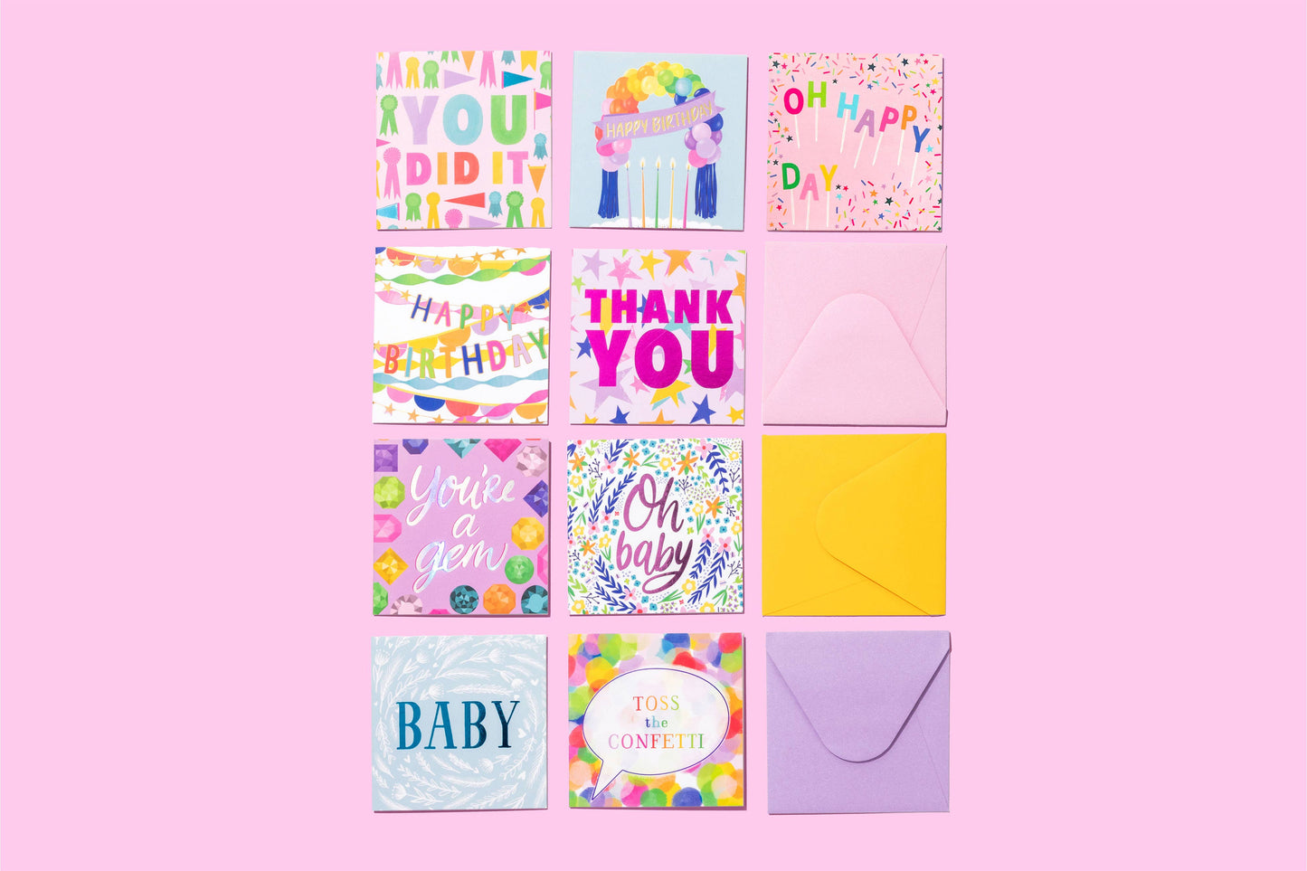 Taylor Elliott Designs - 54 Gift Enclosure Cards & Envelopes w/ Pink Acrylic Display Taylor Elliott Designs