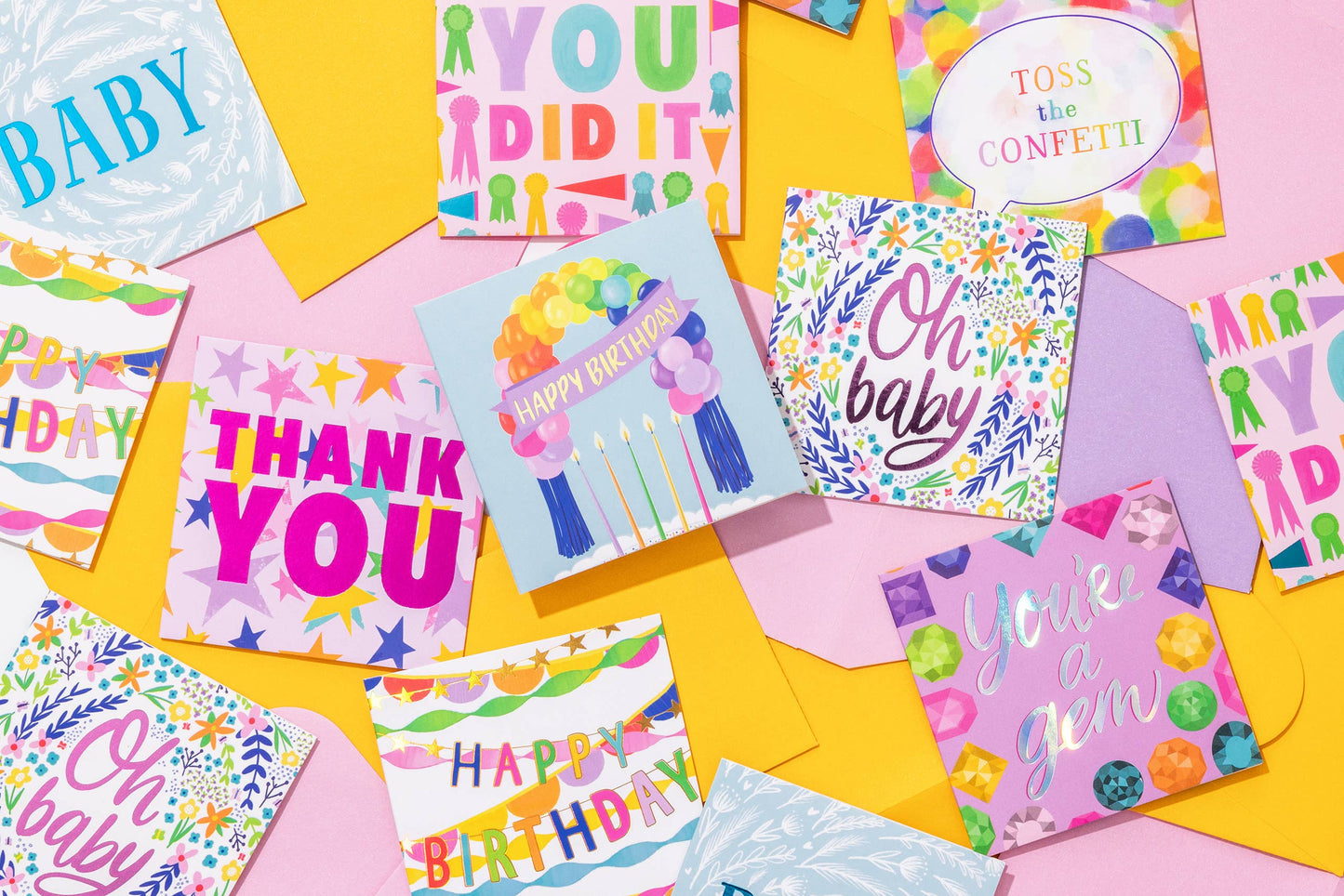 Taylor Elliott Designs - 54 Gift Enclosure Cards & Envelopes w/ Pink Acrylic Display Taylor Elliott Designs