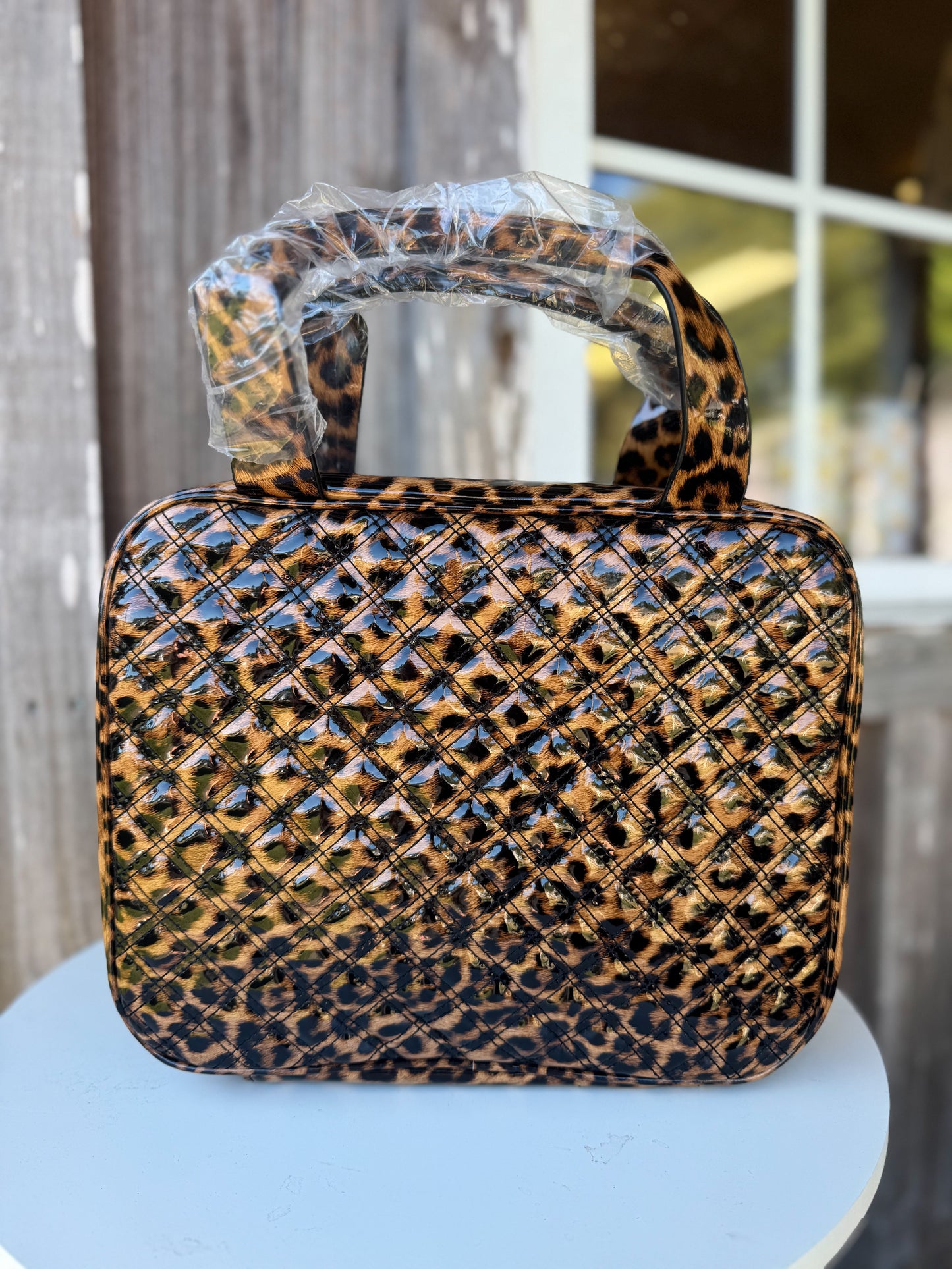 Caroline Hill Punta Cana Large Case Spotted Patent Makeup Bag Caroline Hill