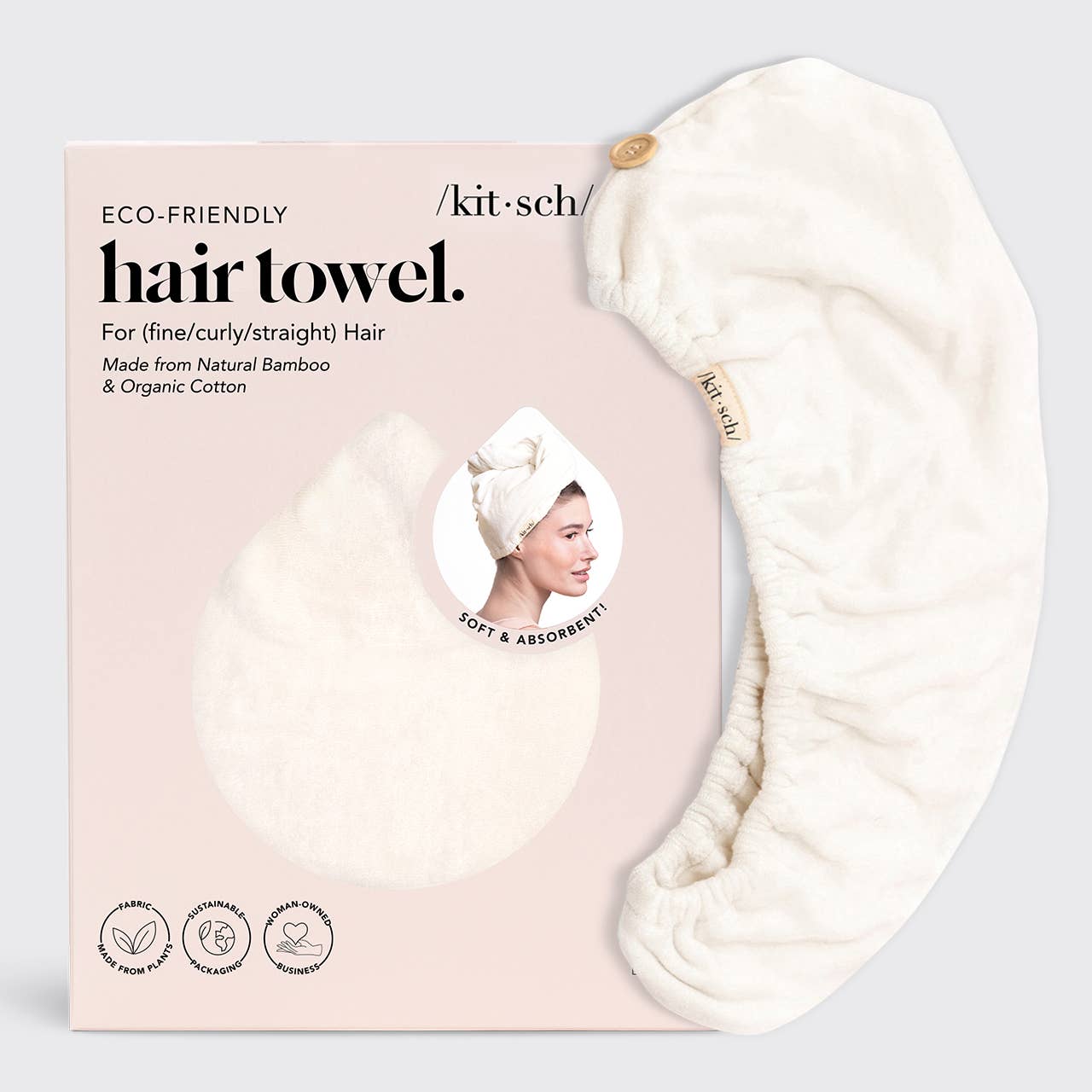 KITSCH - Quick Dry Hair Towel - Ivory KITSCH