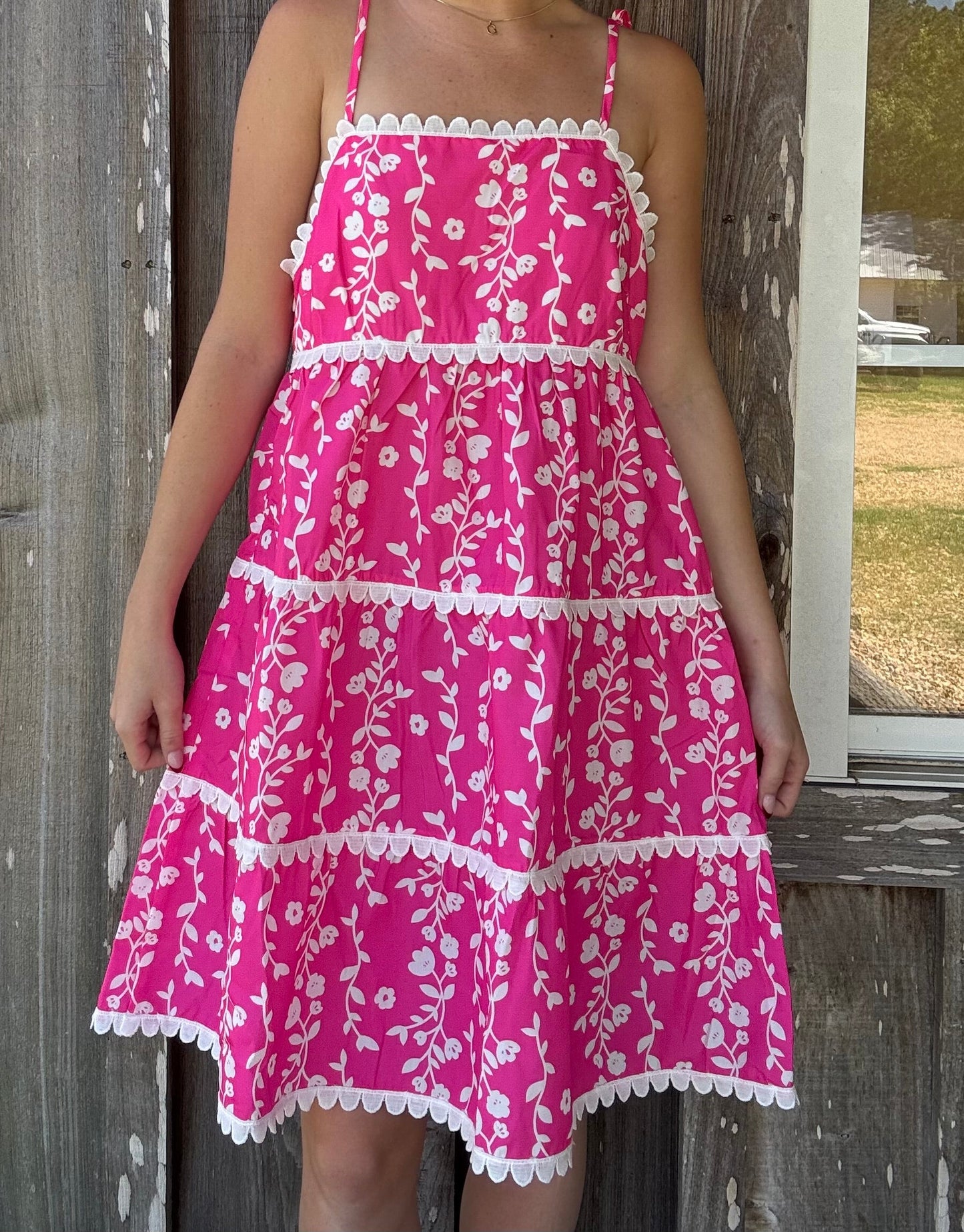 Floral Print Ric Rac Patched Sleeveless Mini Dress Little Daisy Closet