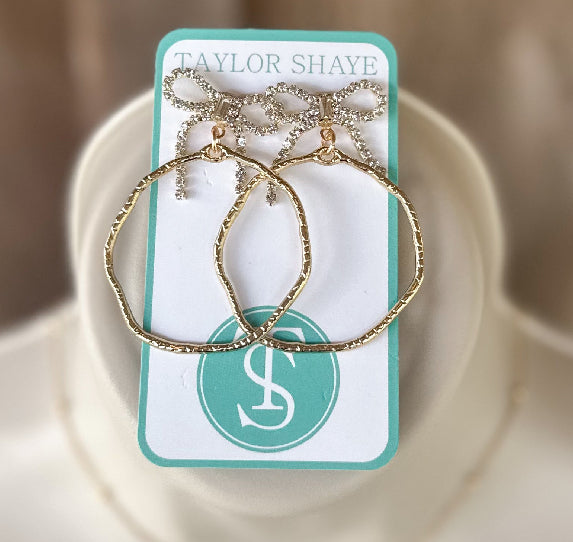 Taylor Shaye Nina Diamond Bow Gold Round Hoop Earrings Taylor Shaye Designs