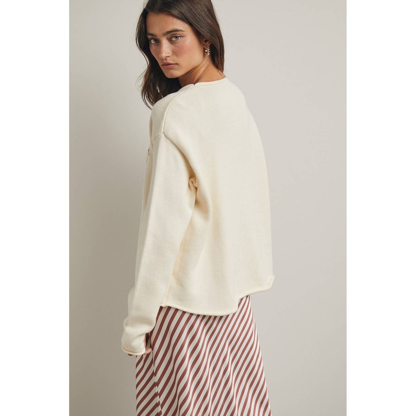 Wishlist Apparel - FLYING DUCK DUO KNIT SWEATER / WL25-12148: CREAM / L Wishlist Apparel