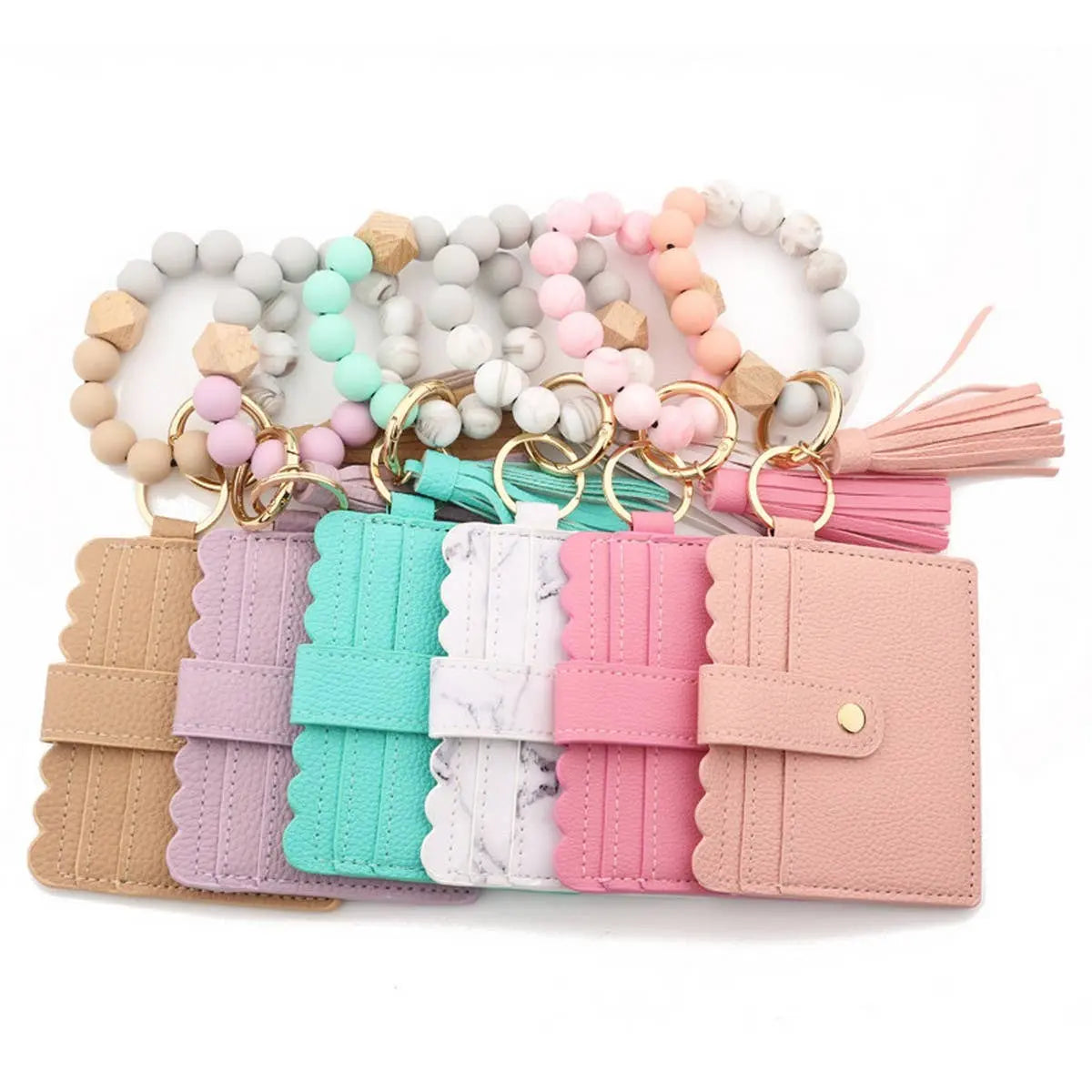 ACCITY - LEATHER WALLET TASSEL KEYCHAIN BRACELET_CWAJE0654: Pink / (OS) 1 ACCITY