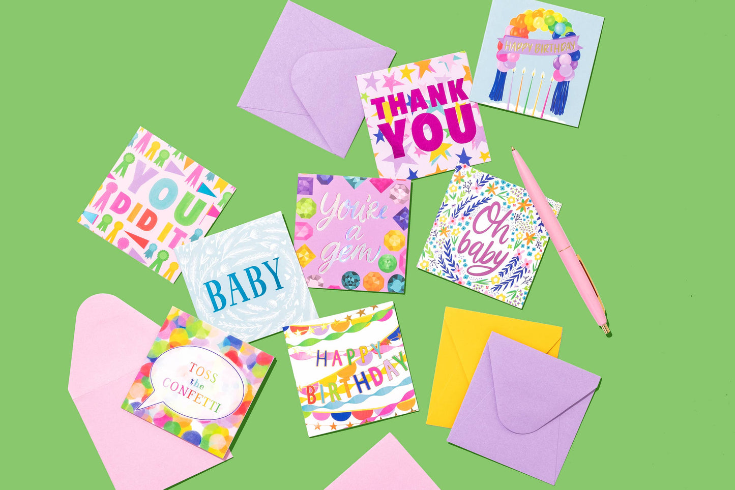 Taylor Elliott Designs - 54 Gift Enclosure Cards & Envelopes w/ Pink Acrylic Display Taylor Elliott Designs