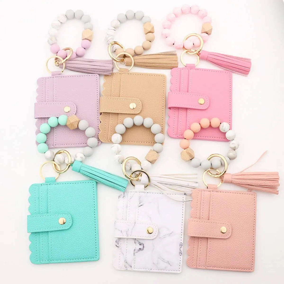 ACCITY - LEATHER WALLET TASSEL KEYCHAIN BRACELET_CWAJE0654: Blue / (OS) 1 ACCITY