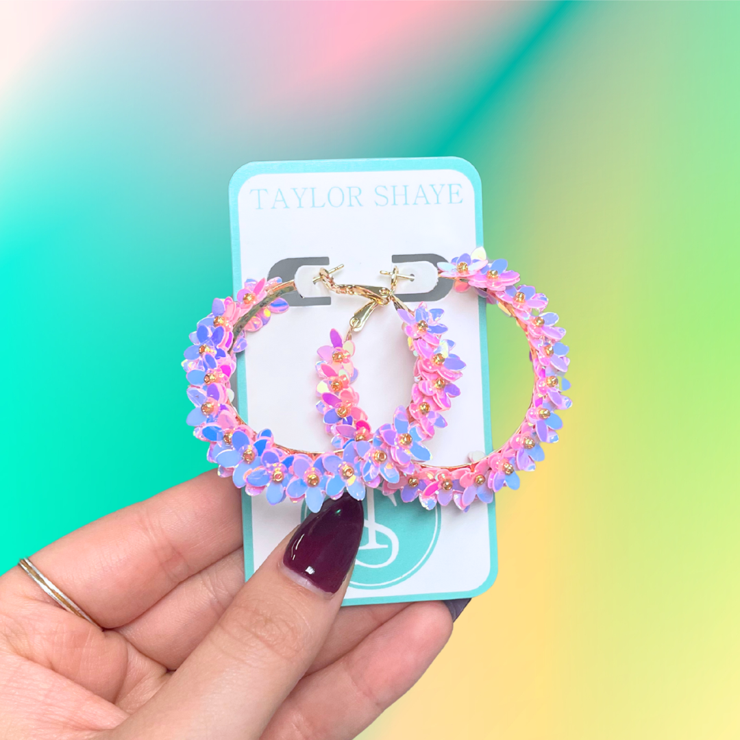 Taylor Shaye Designs - Lily Flower Hoops: Rainbow Taylor Shaye Designs