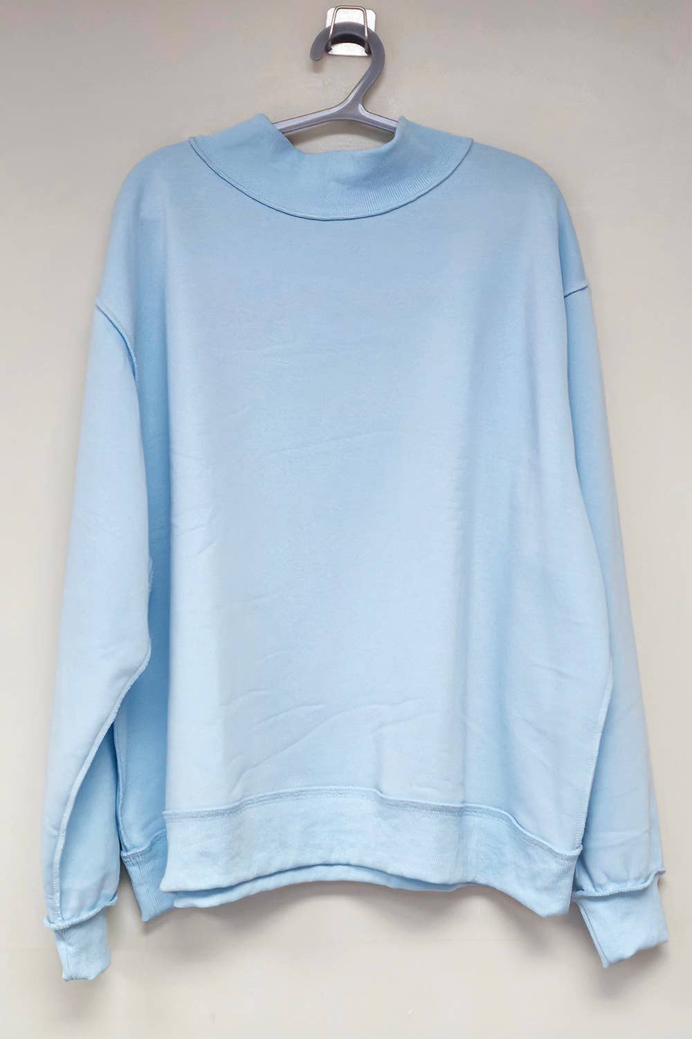 BUCKETLIST - IT2594-BLANK1 Solid Reversible Mock Neck Sweatshirt Top: LT BLUE / S/M-L/XL (3-3) BUCKETLIST