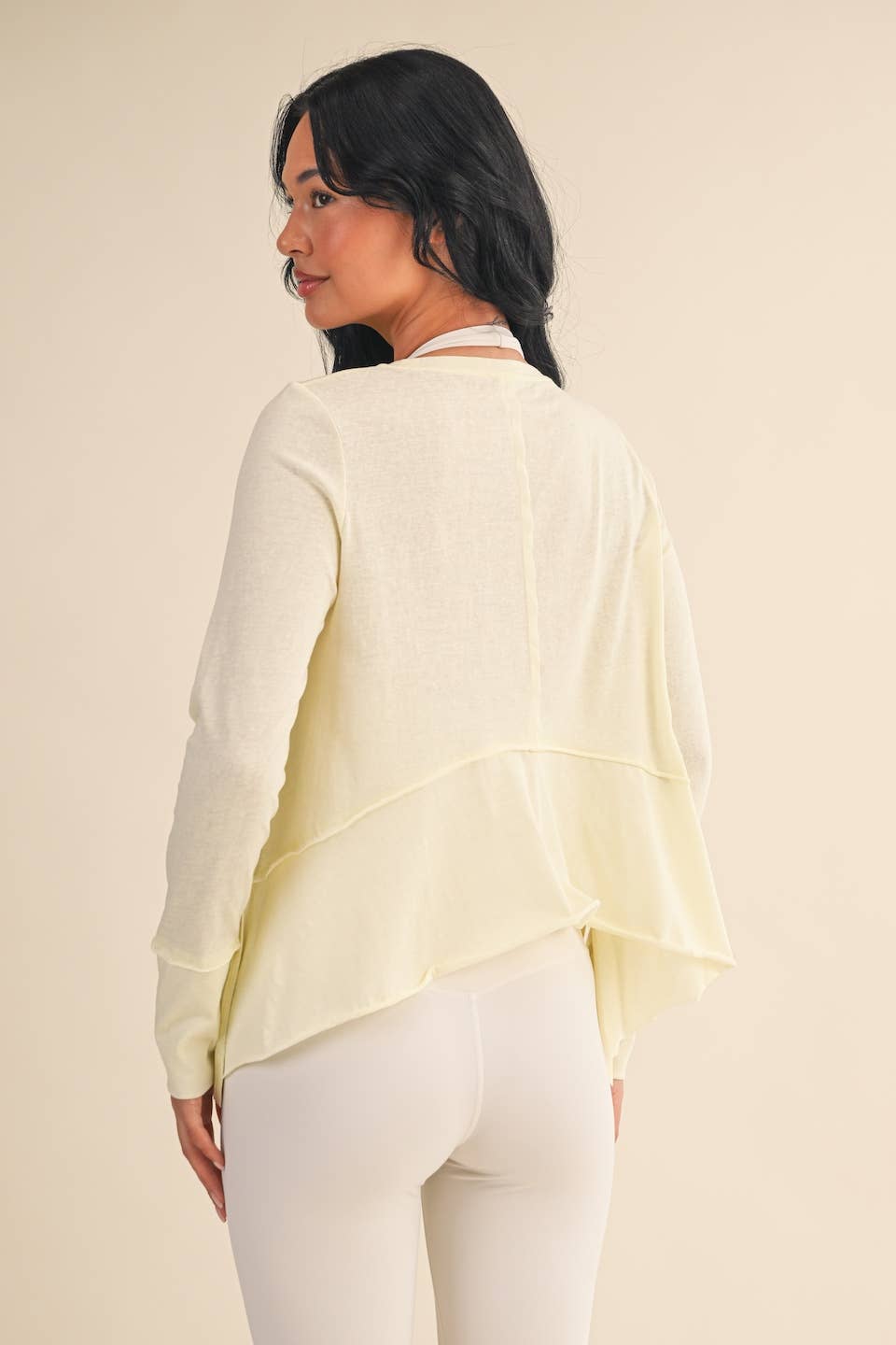 KIMBERLY C - Cotton Slub Long Sleeve Layering Top: Yellow / M KIMBERLY C