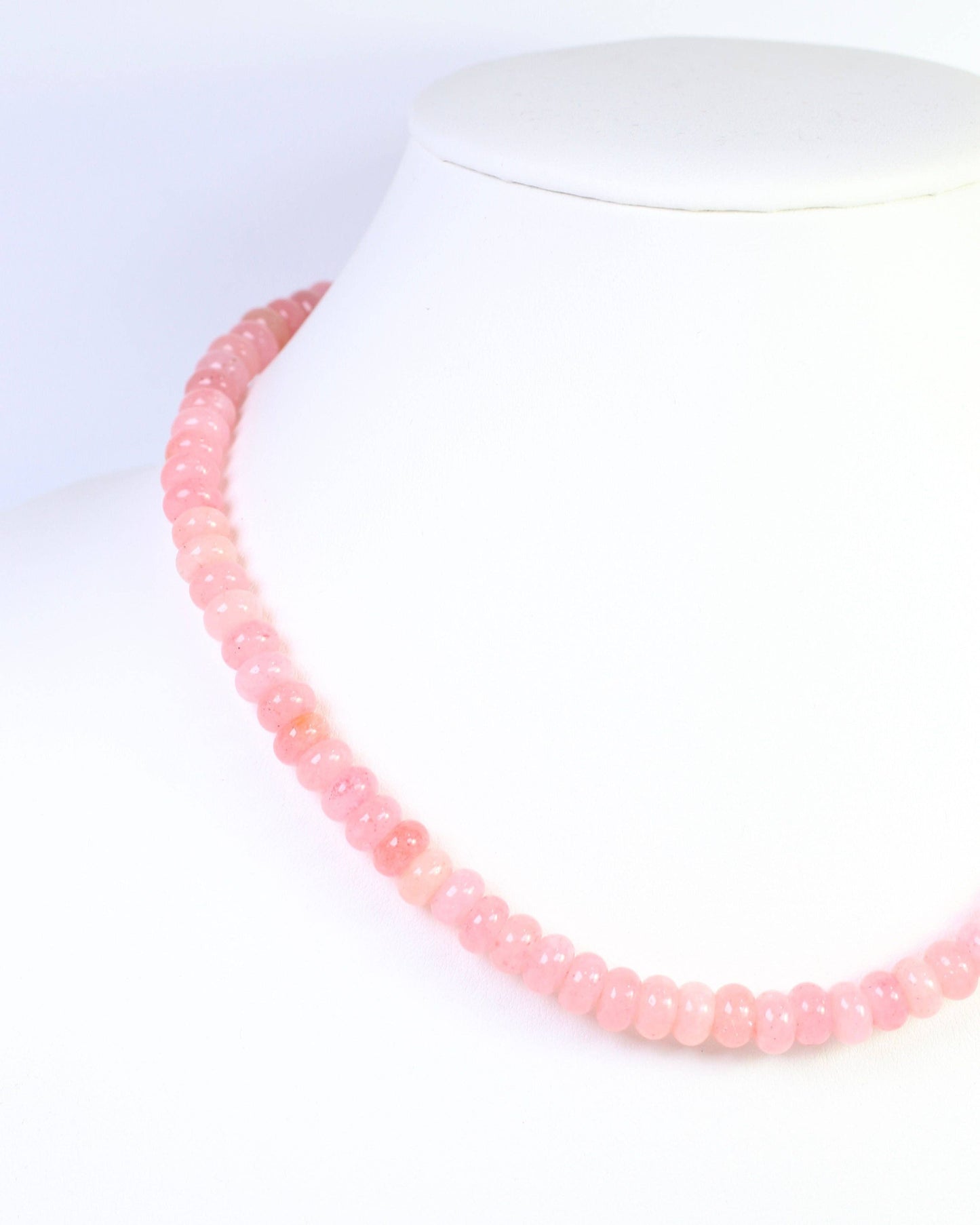 Caroline Hill - Gisela Stone Beaded Oval Clasp Necklace Pink: Default Caroline Hill