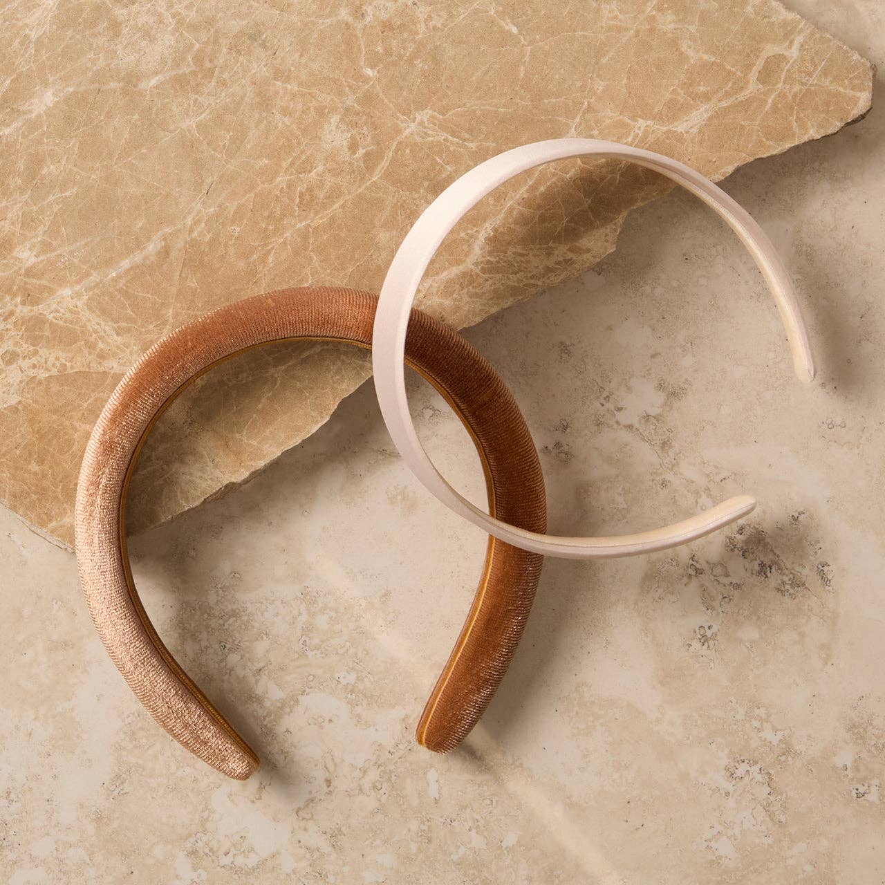 KITSCH - Cream & Camel Satin & Velvet Headbands KITSCH