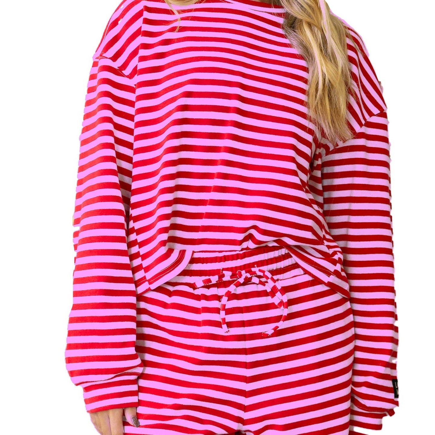 Girlie Girl Originals - LM-STRIPE LONGSLEEVE TOP-RED/PINK: RED/PINK / X-Large Girlie Girl Originals