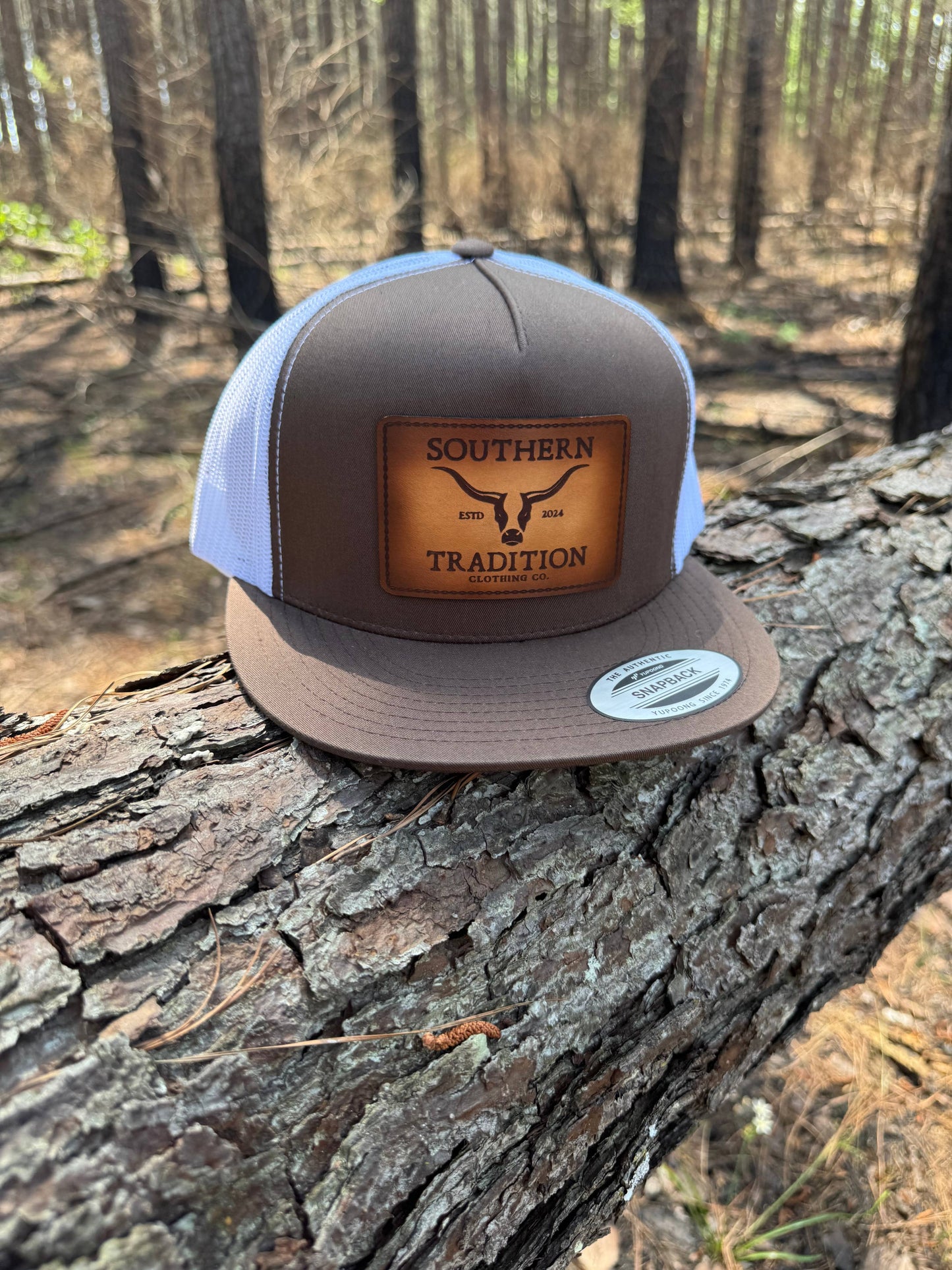 Southern Tradition Tradition Clothing Co - Brown & White Flat Bill Trucker Southern Tradition Tradition Clothing Co