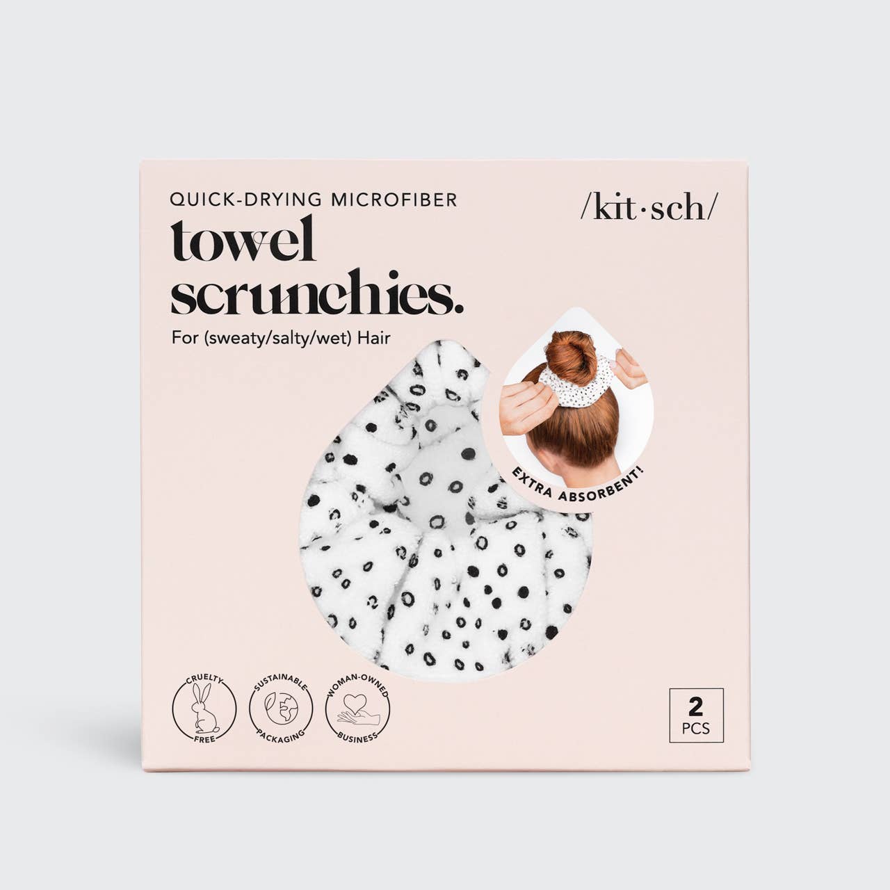 KITSCH - Towel Scrunchie 2 Pack - Micro Dot KITSCH