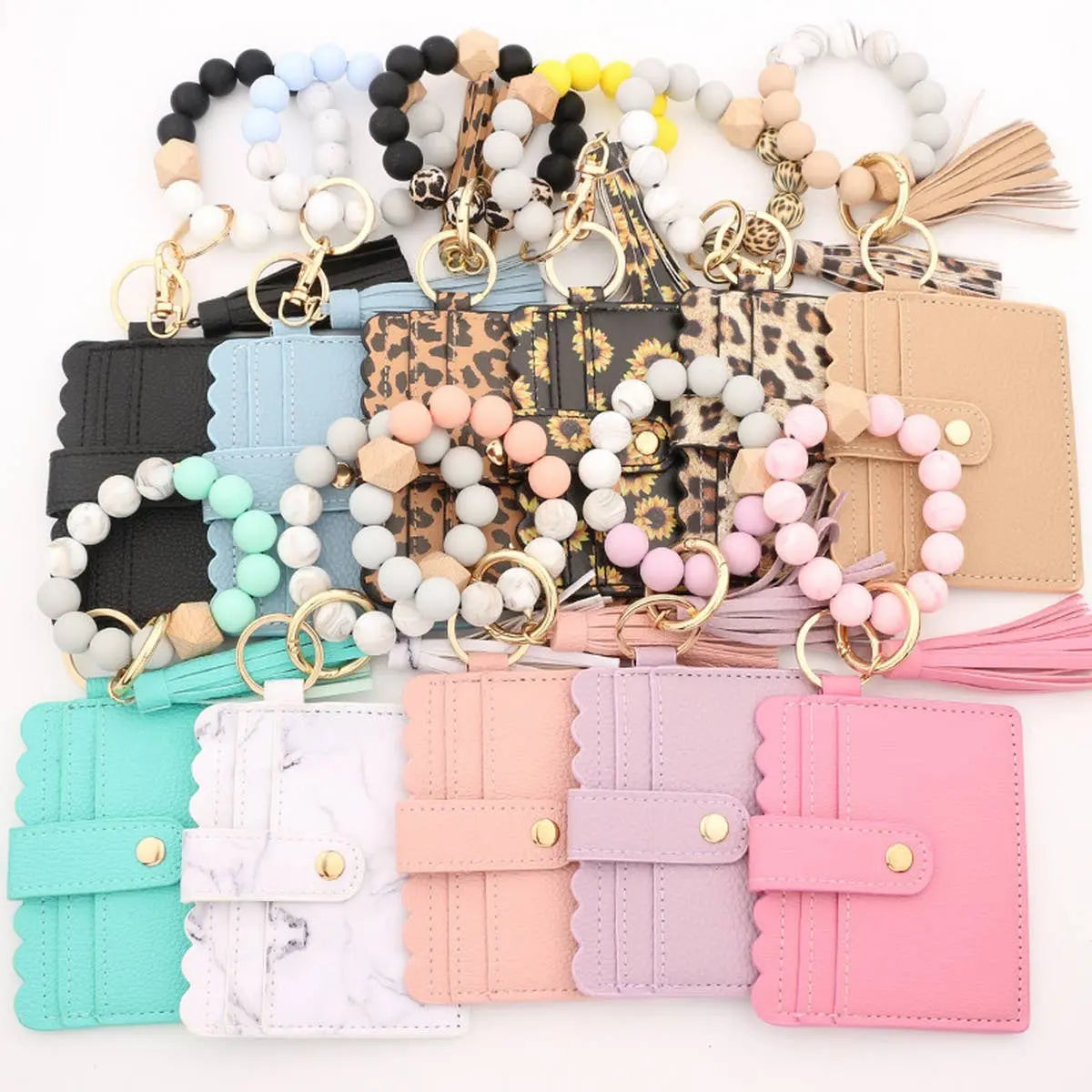 ACCITY - LEATHER WALLET TASSEL KEYCHAIN BRACELET_CWAJE0654: Pink / (OS) 1 ACCITY