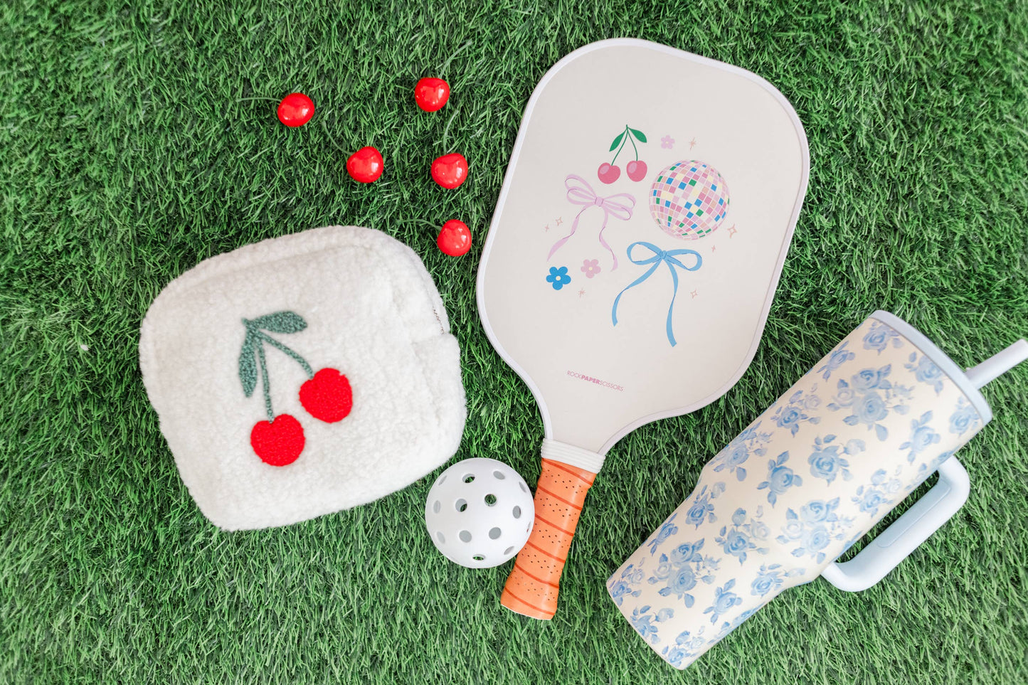 Rock Paper Scissors - Blue Floral 40oz Tumbler with Spill Proof Lid and Flip Straw Rock Paper Scissors