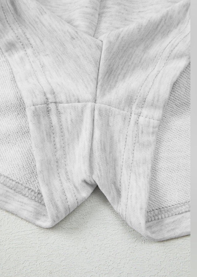 Gray Bow Embroidery Long Sleeve Pullover and Shorts Set LA Society