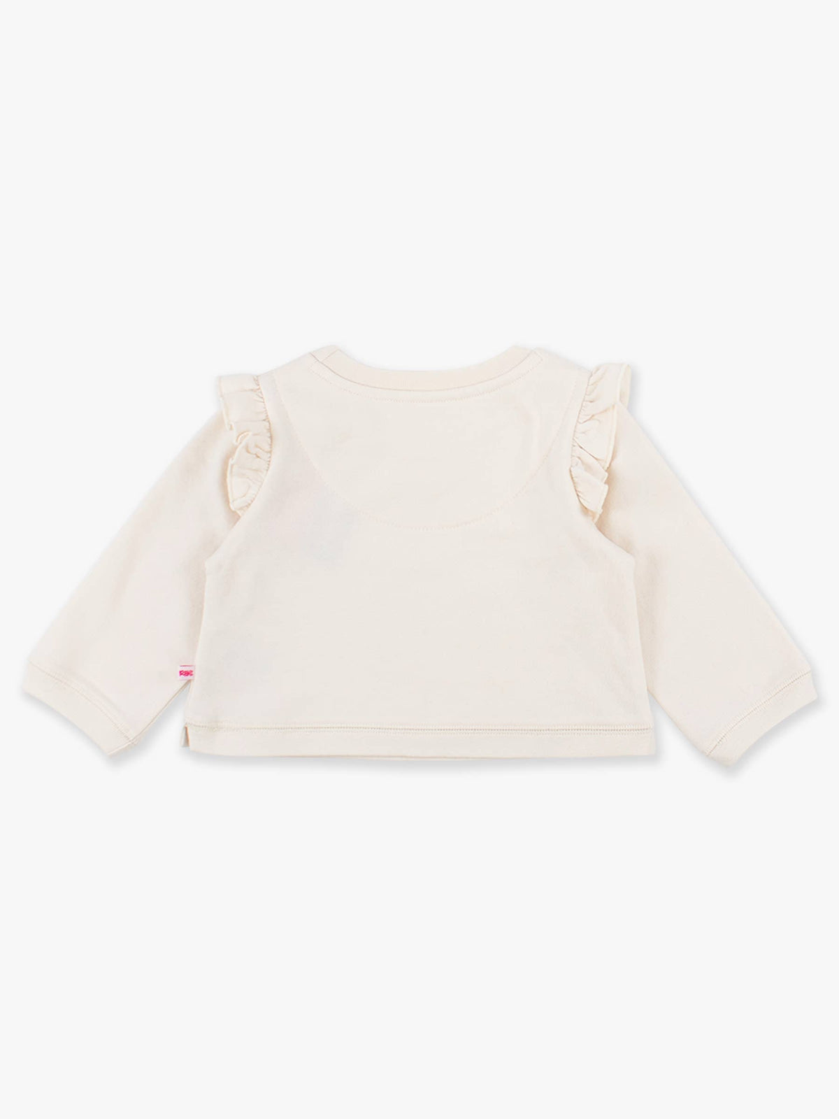 RuffleButts + RuggedButts - Girls Ivory Knit Flutter Sweatshirt: Off-White / 8 RuffleButts + RuggedButts