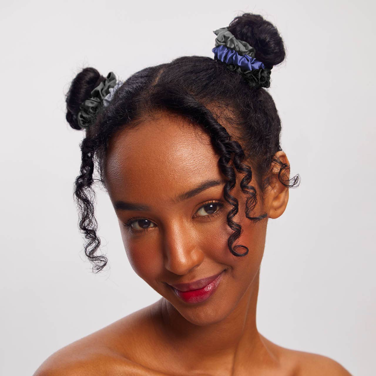 KITSCH - Satin Petite Scrunchies 5pc Set- Midnight KITSCH