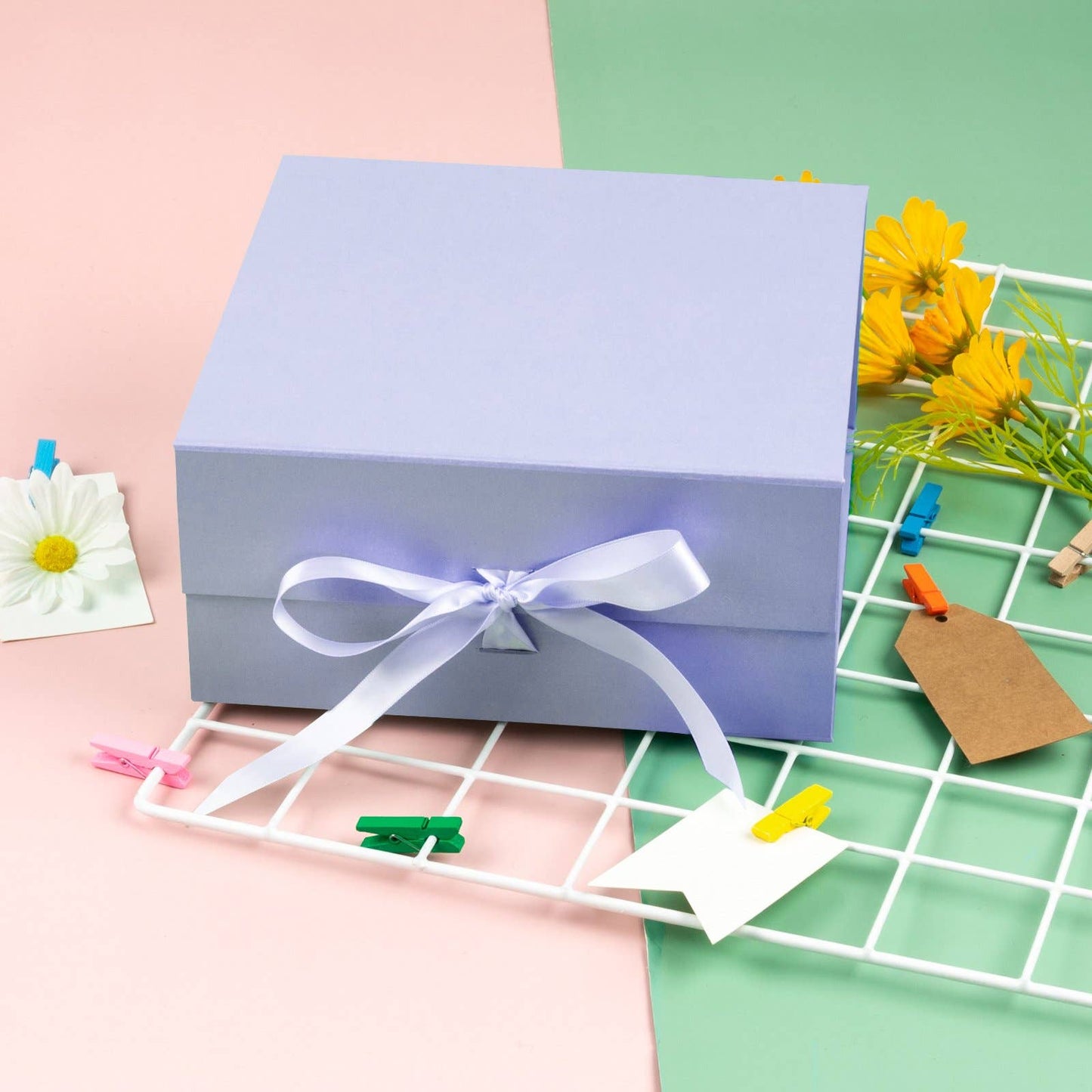 LA Ribbons Wholesale - Collapsible Gift Box with Satin Ribbon and Magnetic Lid: Taro LA Ribbons Wholesale