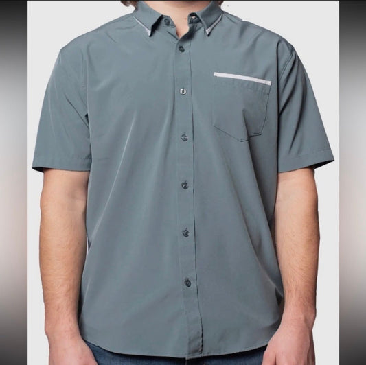 SpearPoint Collared Smooth Short Sleeve Button-Up Top SpearPoint Apparel