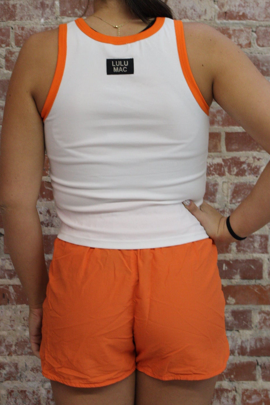 Lulu Mac TK 1000 Orange Letter Tank Top Girlie Girl Originals