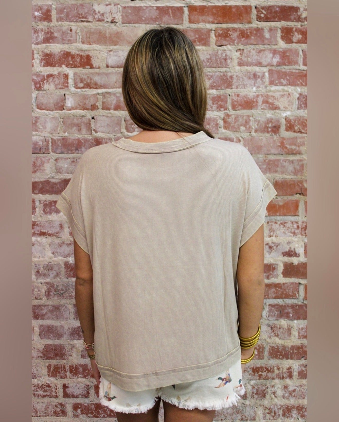 Zenana Ribbed Acid Washed Rayon Top Zenana