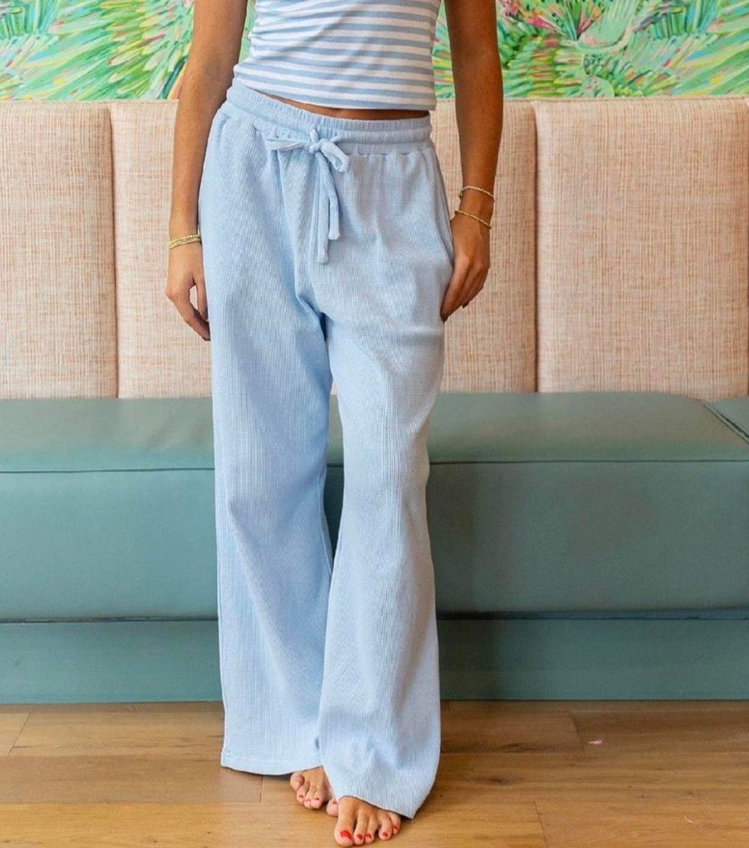 Lulu Mac Light Blue Waffle Knit Pants Girlie Girl Originals