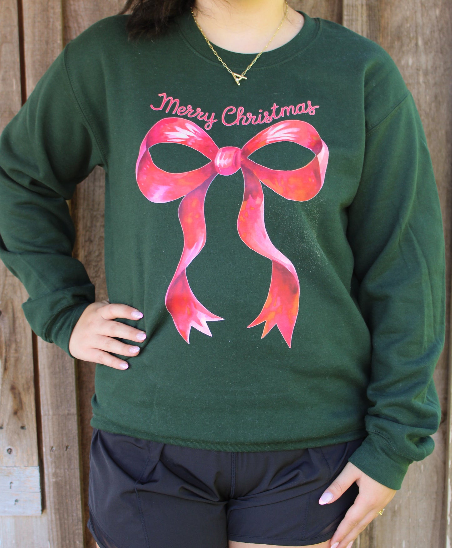 Merry Christmas Red Bow Sweatshirt SOUTHERN SUNDROP BOUTIQUE