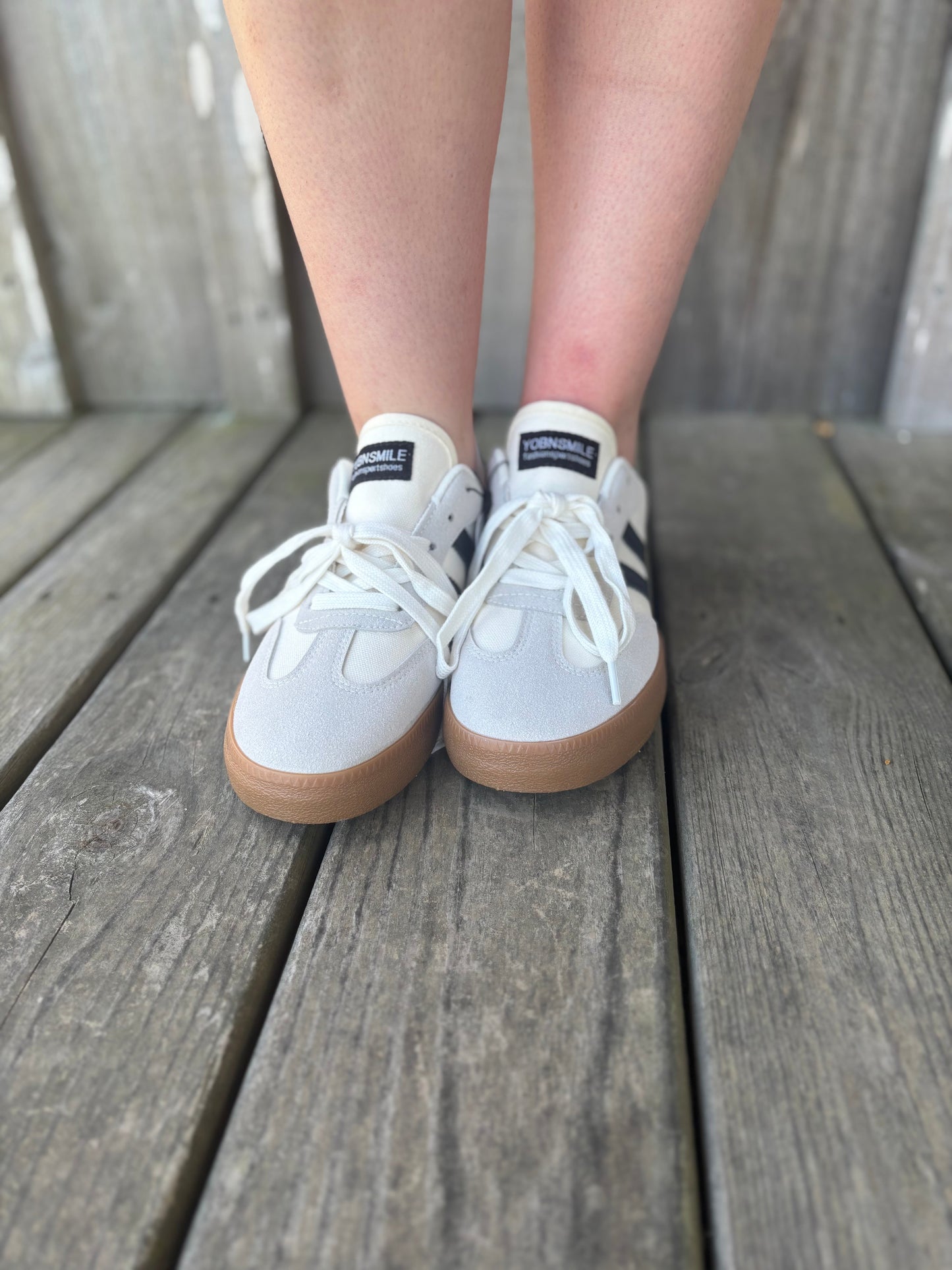 Striped Lace-up Flat Sneakers Little Daisy Closet