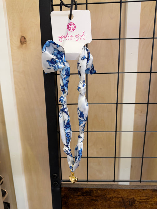 GIRLIE GIRL BLUE SCARF NECKLACE WITH CHARM Girlie Girl Originals