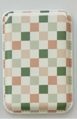 Magnet Phone Wallet, Iphone Magnetic Wallet, Magnet cash wallet: Boho Checker