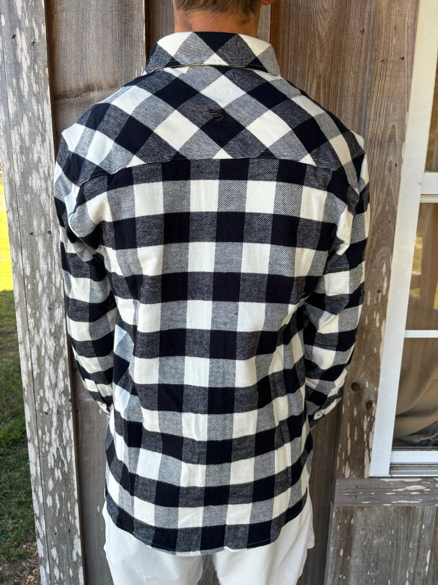 Flannel Shirt Button Down Shirt- Black Buffalo BURLEBO