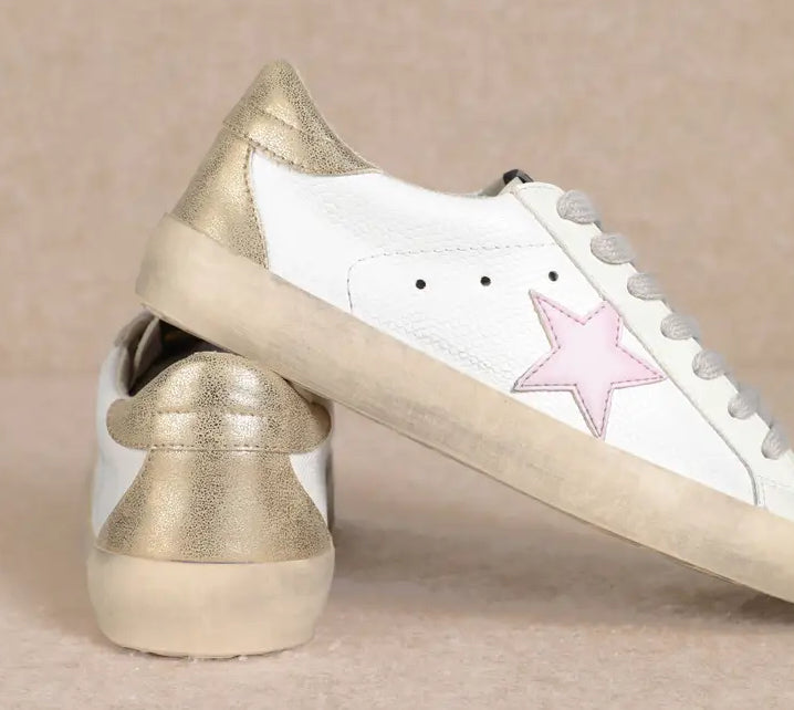 Mi.iM Sofia White Star Accented Leather Sneakers Miracle Miles (Mi.iM)