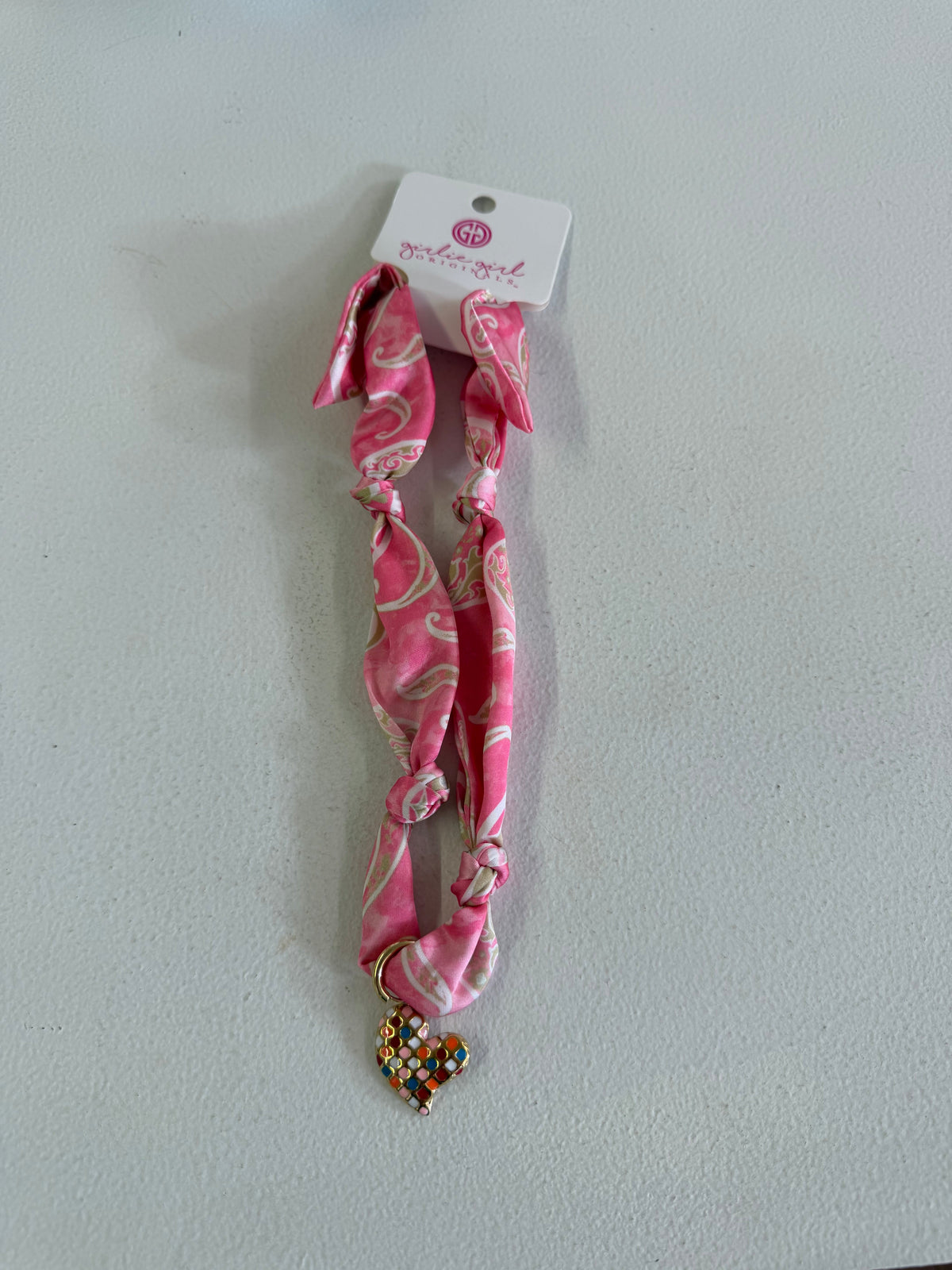 GIRLIE GIRL PINK SCARF NECKLACE WITH CHARM Girlie Girl Originals