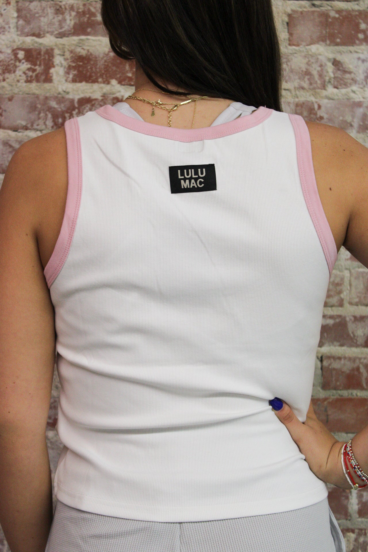 Lulu Mac Light Pink Lettering Tank Top Girlie Girl Originals