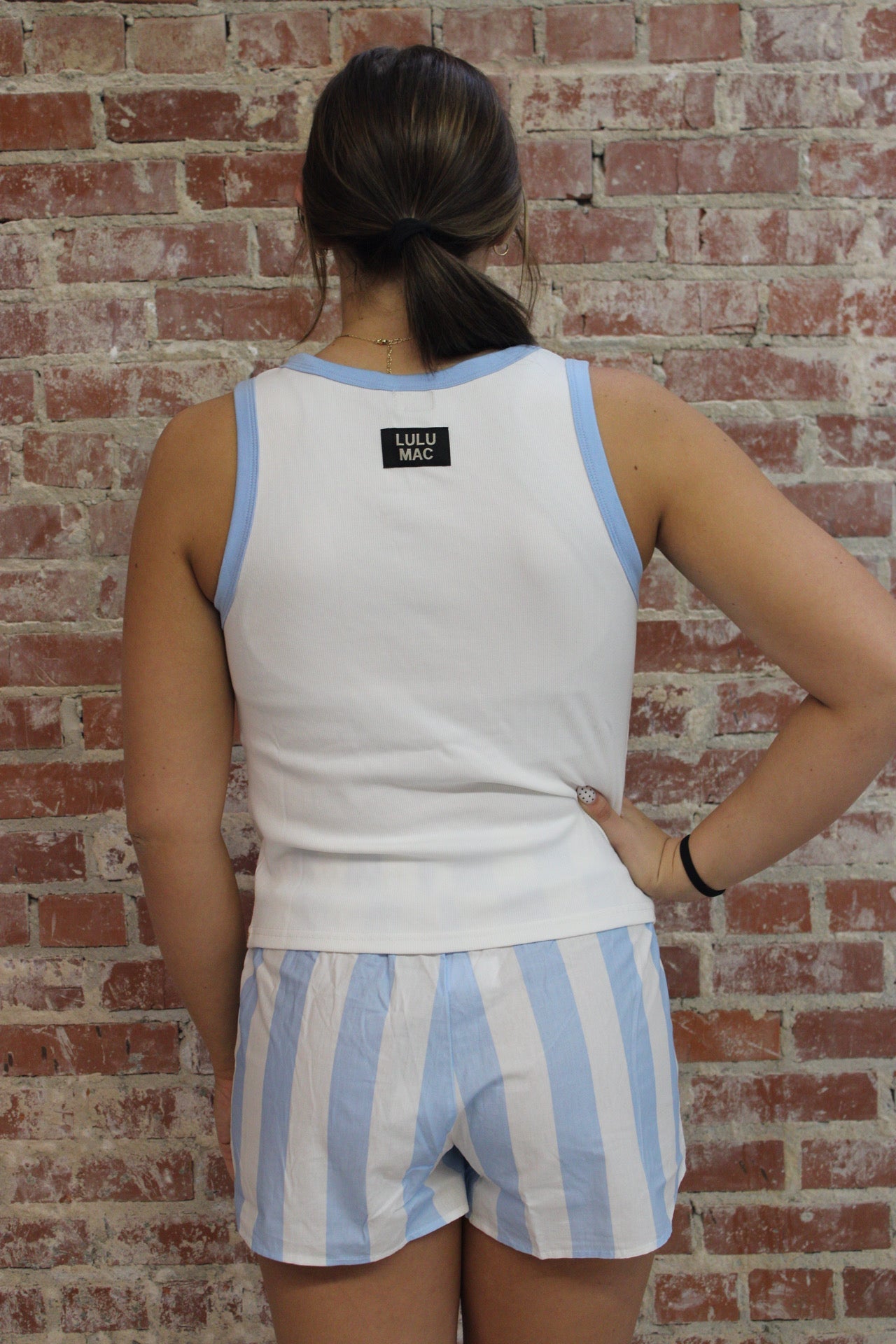Lulu Mac TK 1000 Light Blue Letter Tank Top Girlie Girl Originals