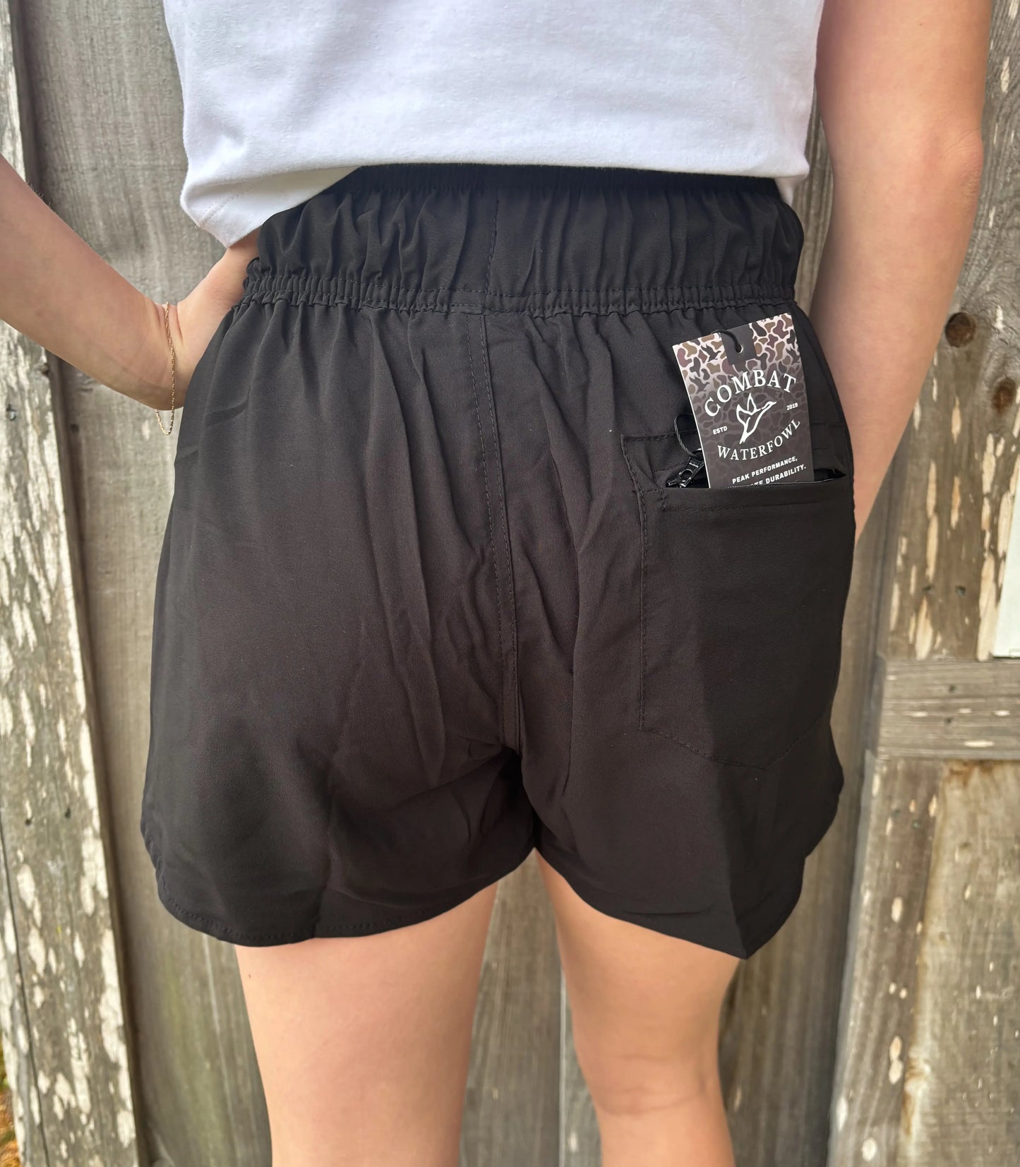 Womens 2.5" Black Baylough Athletic Short COMBAT WATERFOWL