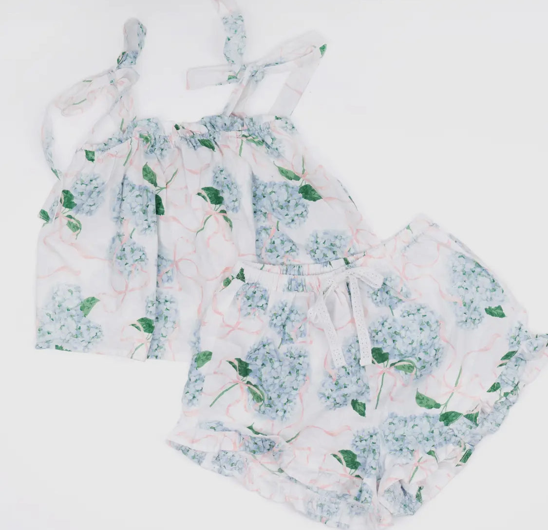 8 Oak Lane Hydrangea Ribbons Tie Top Ruffle Sleep Set 8 Oak Lane