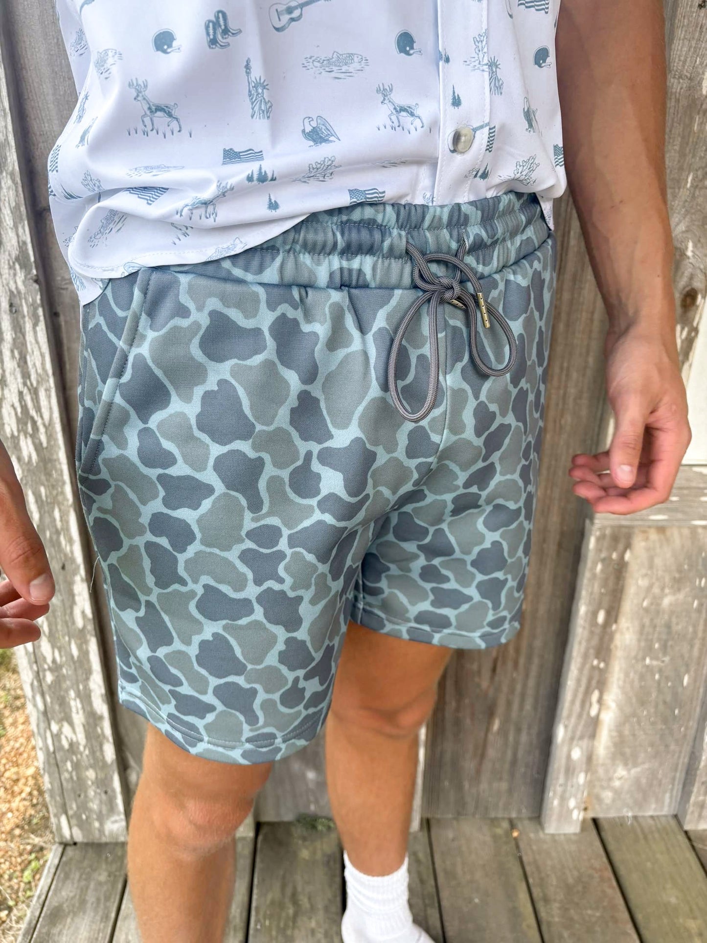 Honey Hole Outdoors Frog Skin Camo Fleece Shorts Honey Hole Outdoors