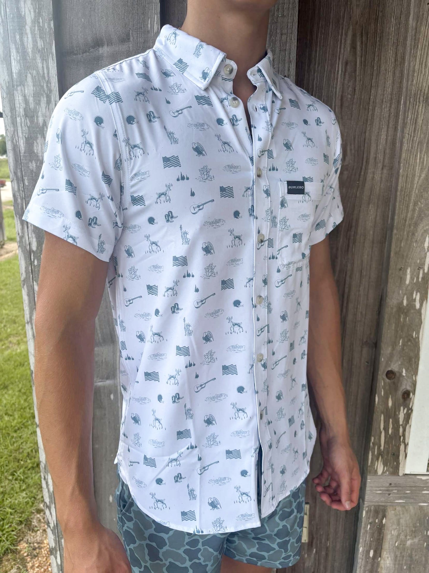 BURLEBO PERFORMANCE AMERICA THE GREAT BUTTON UP SHIRT BURLEBO