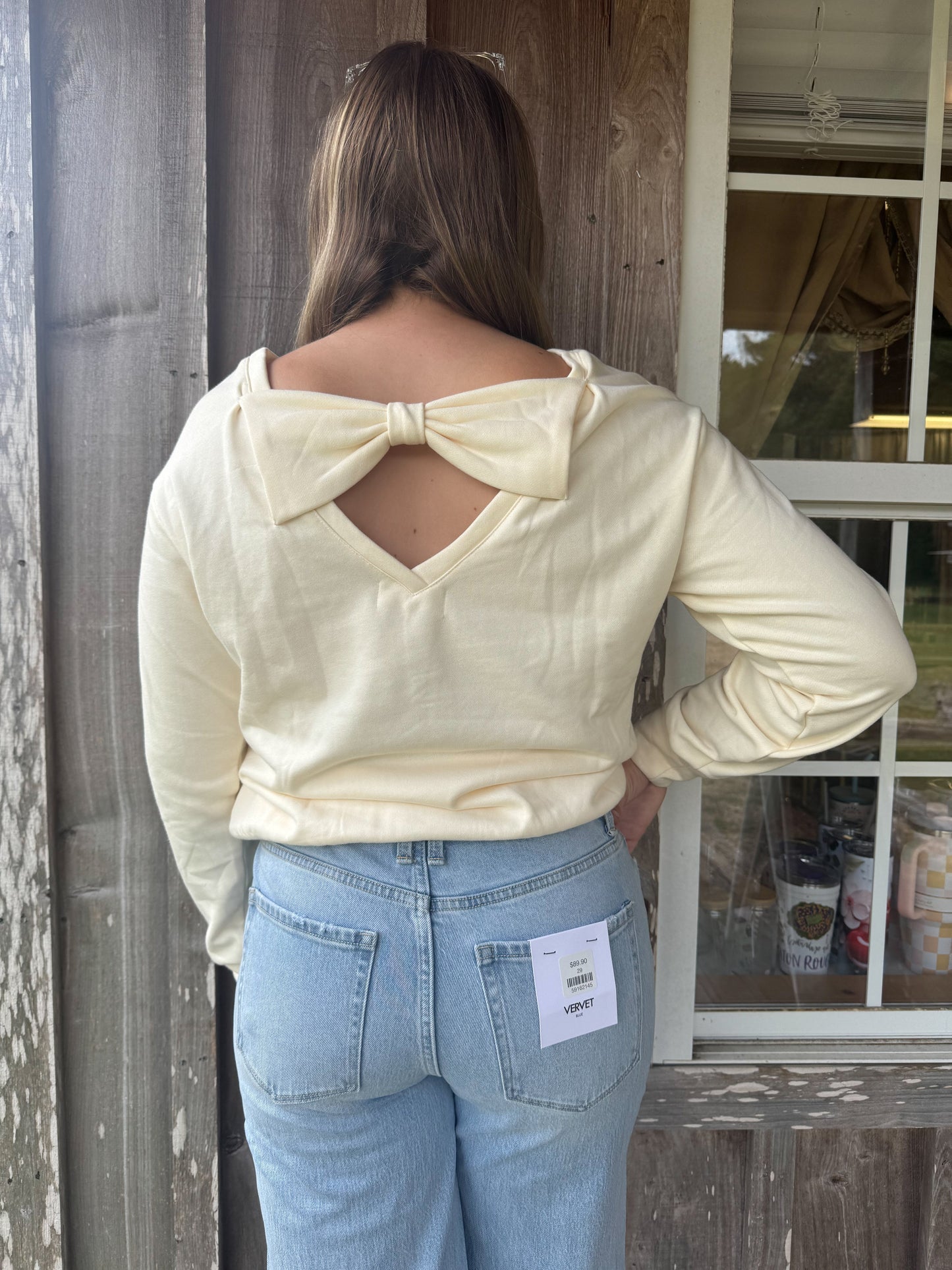 Apricot Caston Bowknot Sweatshirt Liam & Company