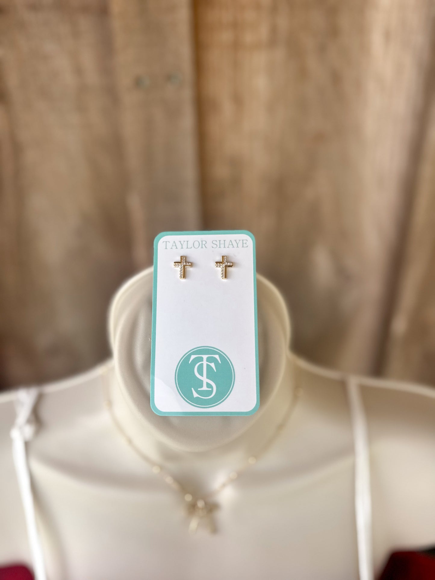 Taylor Shaye Maria Gold Cross Stud Earrings Taylor Shaye Designs