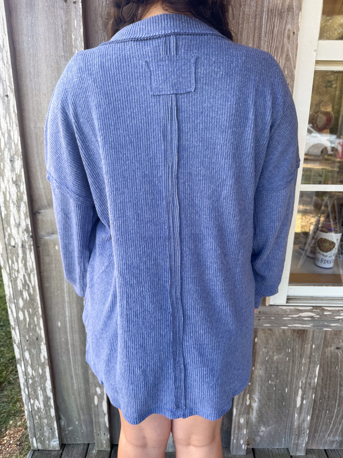 ZENANA Plus Brushed Ribbed Hacci Drop Shoulder Sweater zenana